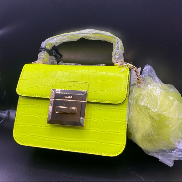 Aldo Chiadda  Bright Yellow Women's Top Handle Handbag - Picture 11 of 11